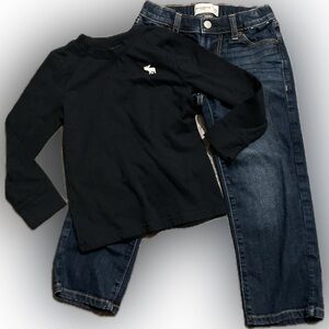 Abercrombie Kids Navy Long Sleeve Shirt and Jeans Outfit Size 5/6